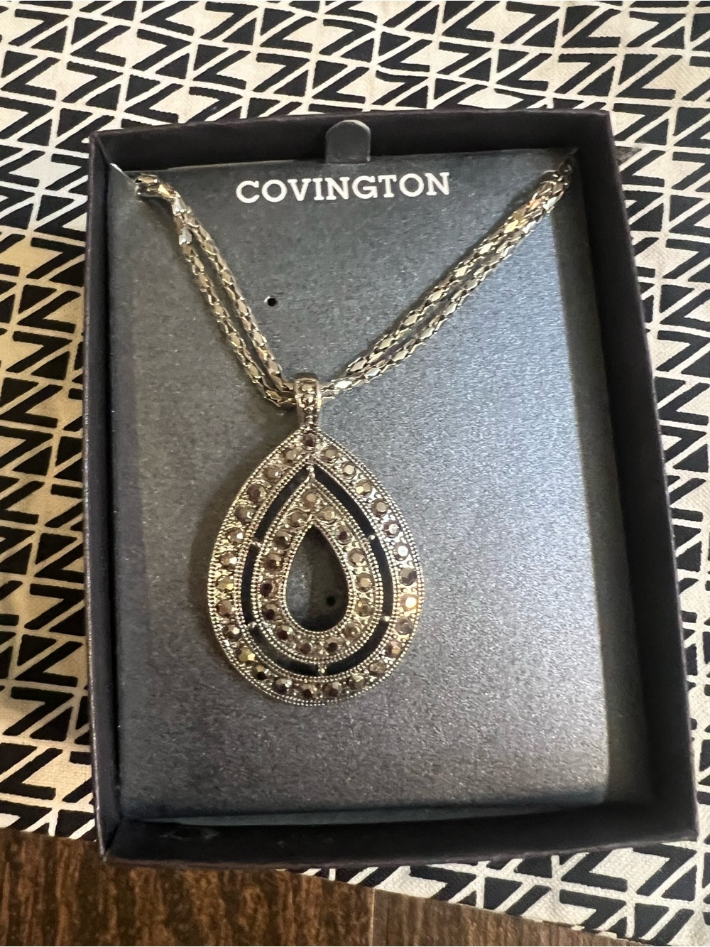 Covington Multi-Necklace Set with Silver Teardrop Pendant and Colorful Accents - Picture 2 of 9